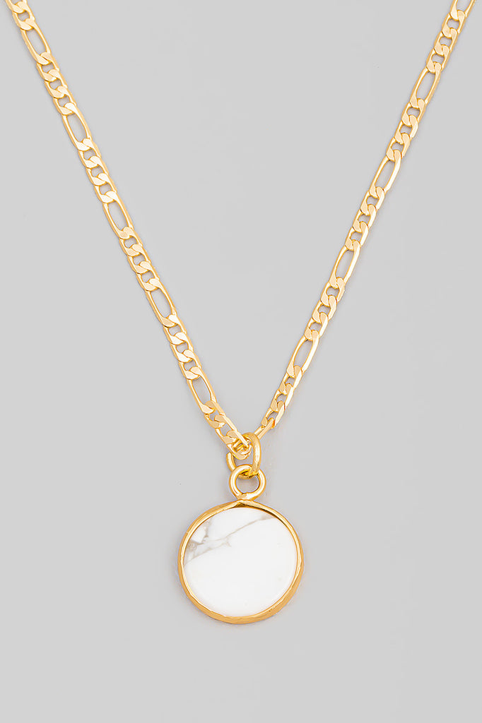 Gemma Stone Pendant Necklace In White