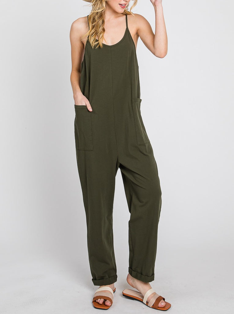 Heavenly Soft Scoop Neck Olive Jumpsuit