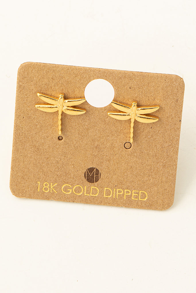Chasing Dragonflys 18K Gold Dipped Stud Earrings