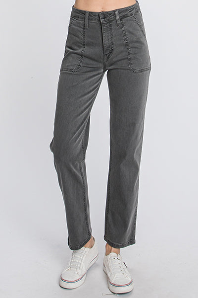 LTJ Straight Cut Canvas Chino Pant In Charcoal