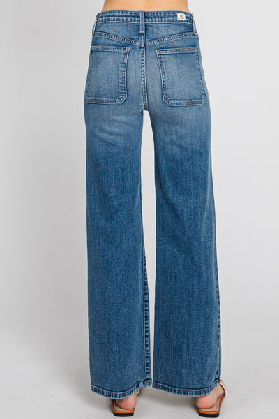 Favorite Sight LTJ High Rise Utility Wide Leg Jean In Medium