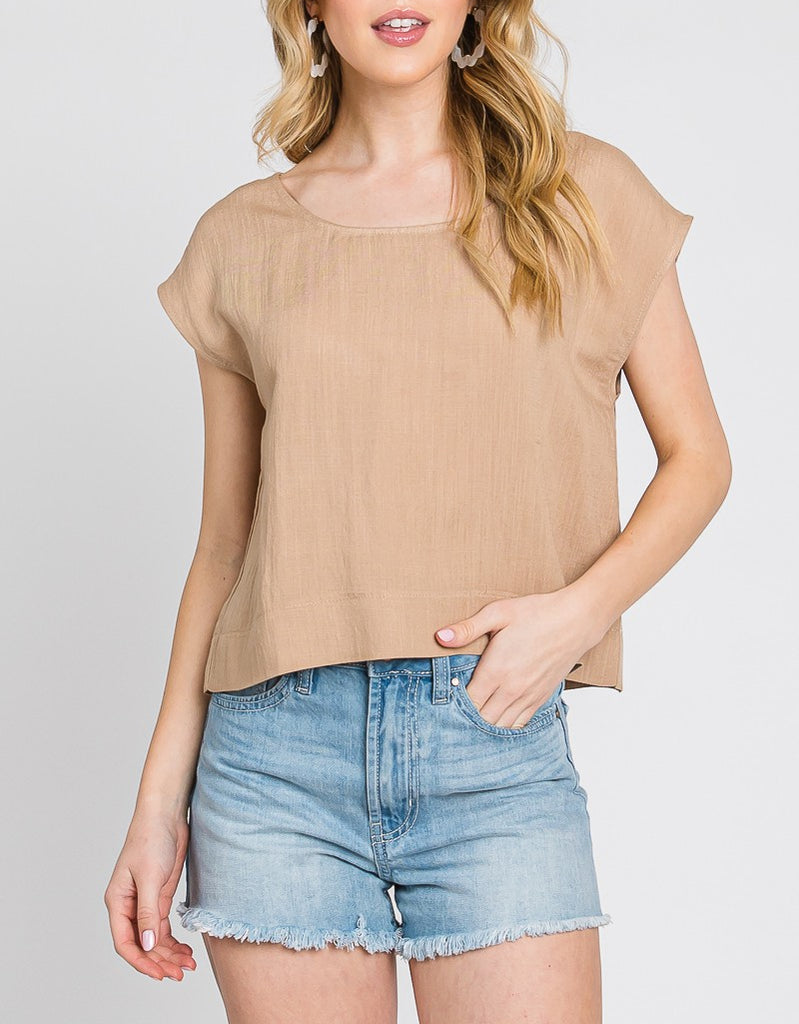 What A Breeze Short Sleeve Top In Toffee