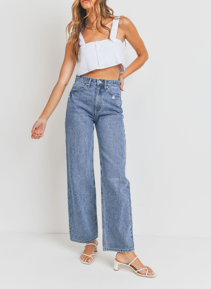 Live In The Moment Medium Denim High Waisted Skater Jean