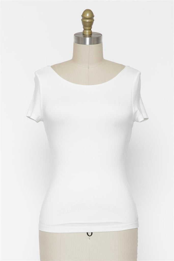 Fresh Start Short Sleeve Deep Back Tee In Ivory