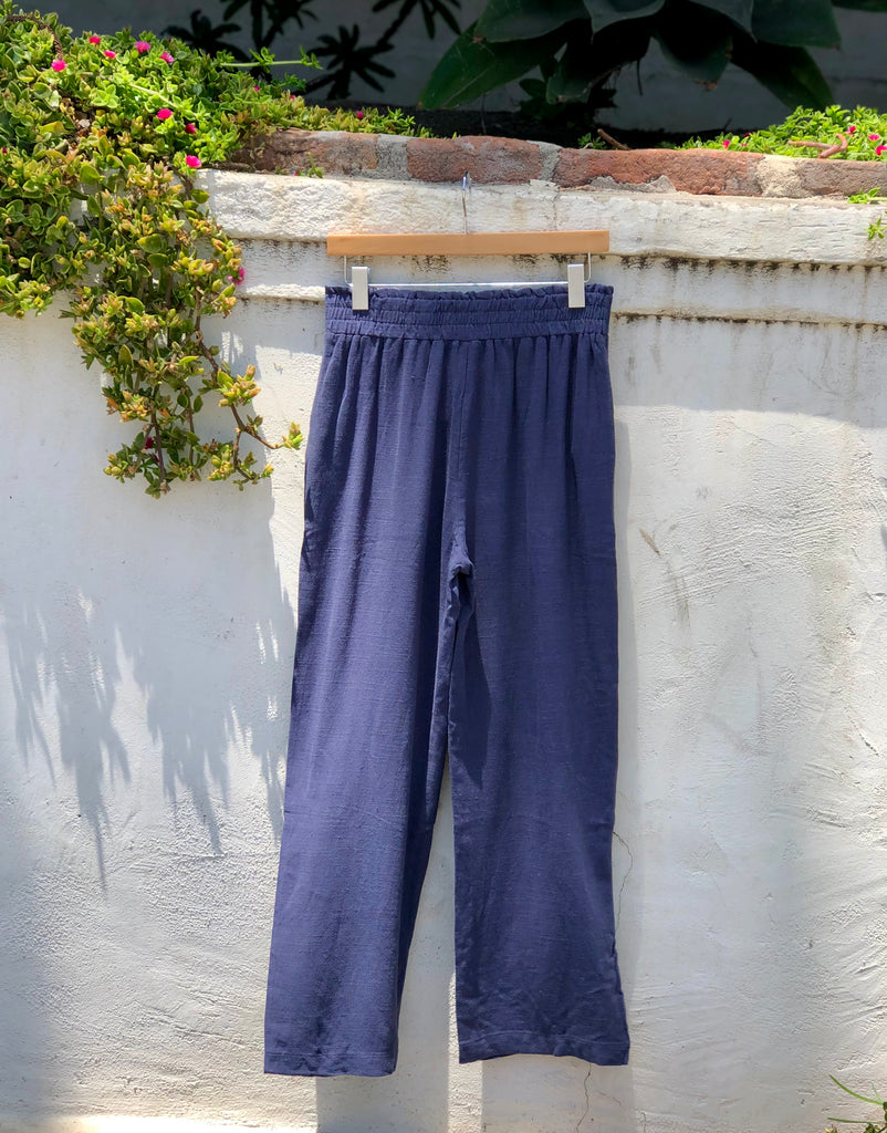 Sea Side Linen Pant In Dusty Blue