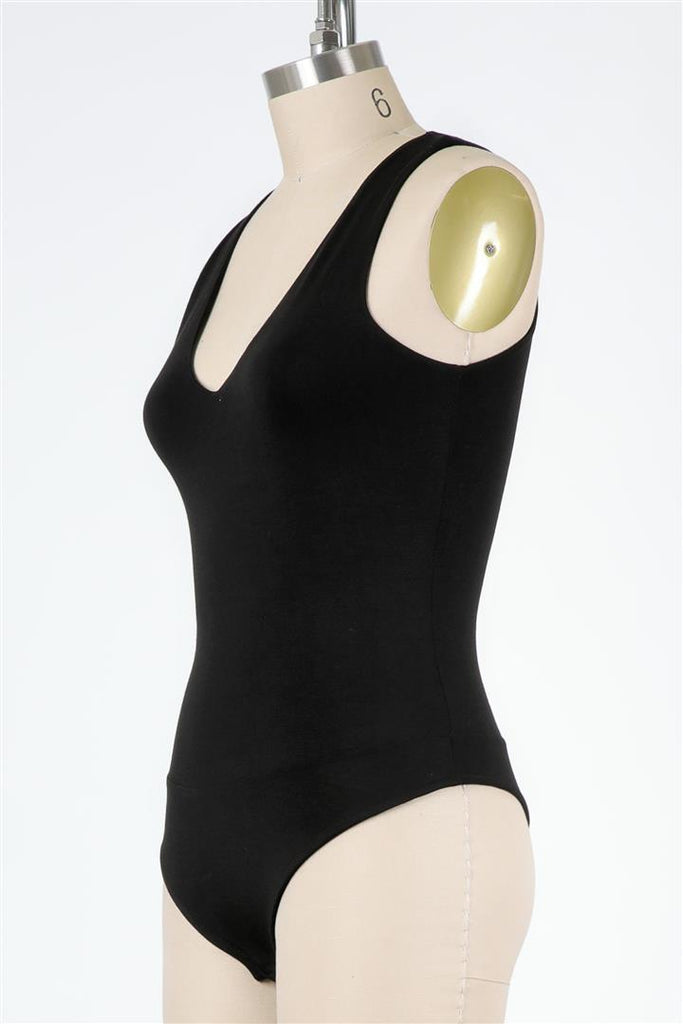 Madison Double Layer Bodysuit In Black