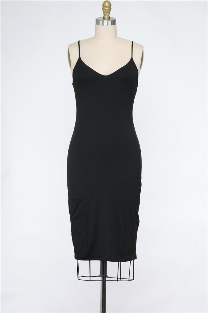 Softest Jersey Double Layer Black Cami Dress (USA MADE)