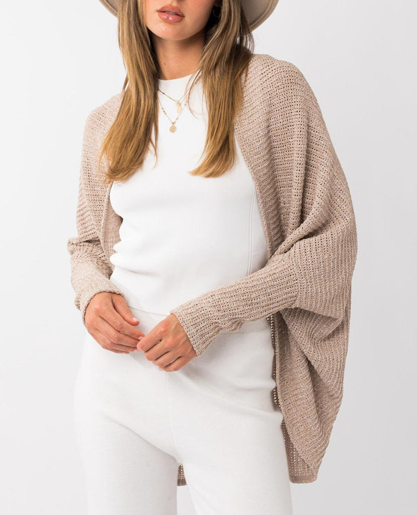 Gather Me Close Oversized Taupe Knit Cardigan