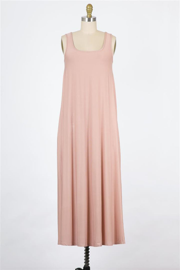 Tuscany Soft Flowy Jersey Maxi Dress In Blush