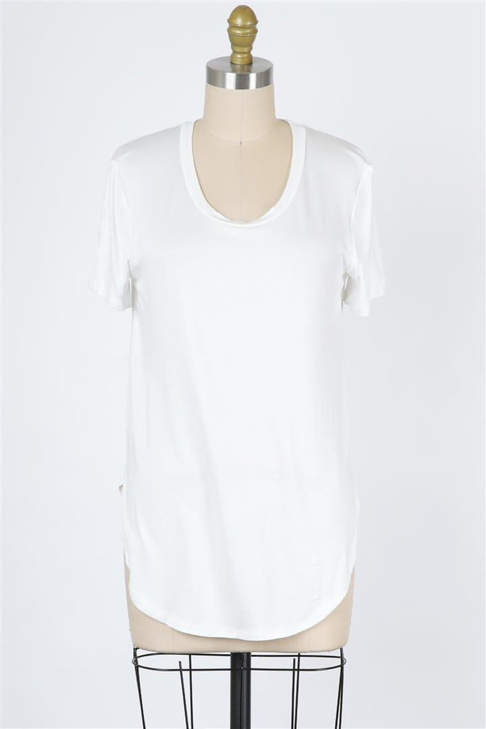 Time After Time Soft Perfect Length Scoop Neck Tee In Ivory