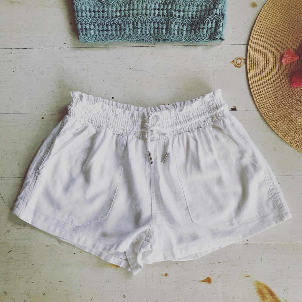 Heat Wave Linen Drawstring Short In Ivory
