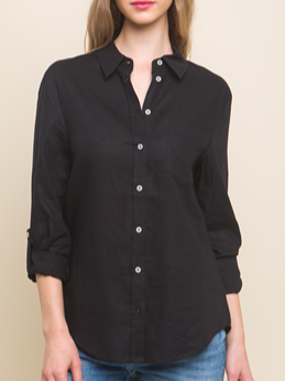 Ciara Linen Button Up Long Sleeve Top (Assorted Colors)
