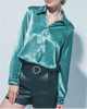 Sea Satin Long Sleeve Crop Top