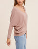 24/7 Softest V Neck Dolman Long Sleeve Top In Mauve