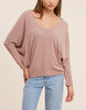 24/7 Softest V Neck Dolman Long Sleeve Top In Mauve