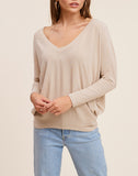24/7 Softest V Neck Dolman Long Sleeve Top In Taupe