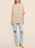 Striped Dolman Knit Short Sleeve Tee (Assorted Colors)