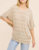 Striped Dolman Knit Short Sleeve Tee (Assorted Colors)