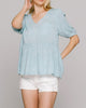Marissa Flowy Blouse with Pintuck Shoulders in Mint