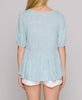 Marissa Flowy Blouse with Pintuck Shoulders in Mint