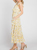 Falling Daisies Ruffle Tiered Floral Dress in Yellow