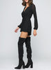 Eleanor Chiffon Long Sleeve Ballerina Romper in Black