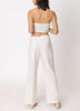Set The Pace Button Up Cropped Halter Top In Natural