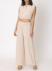 Itzel Linen Sleeveless Cropped Top And Pant Set In Natural