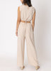 Itzel Linen Sleeveless Cropped Top And Pant Set In Natural