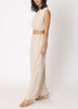 Itzel Linen Sleeveless Cropped Top And Pant Set In Natural