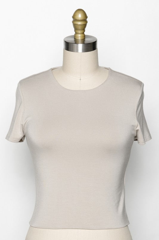 Solara Short Sleeve Basic Crop Top