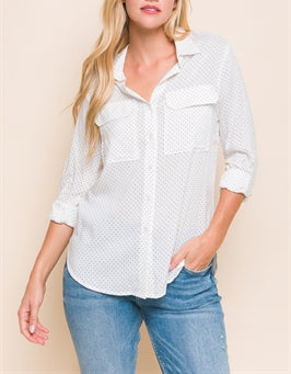 Monroe Polka Dot Button Up Long Sleeve