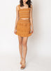Ruffle It Up Shirred Cropped Tank And Skirt Set In Dusty Orange