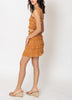 Ruffle It Up Shirred Cropped Tank And Skirt Set In Dusty Orange