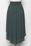 Evie Flowy Crepe Maxi Skirt With Smocked Waistband in Hunter Green