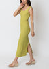 Scarlett Sleeveless Bodycon Ruched Maxi Dress in Lime