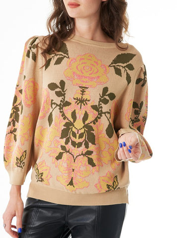 Fall Meadow Floral Print Multicolor Sweater