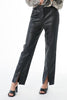 ECLIPSE BLACK LEATHER TROUSER PANTS WITH SLIT DETAILING