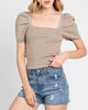 Penelope Square Neck Puff Short Sleeve Sweater Top