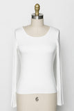 Reagan Round Neckline Double Layer Softest Long Sleeve Shirt In Ivory