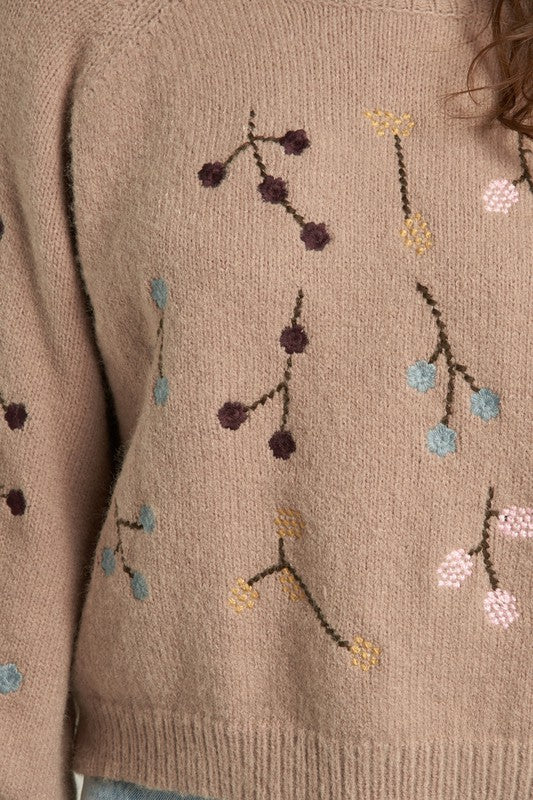 Fall Meadow Floral Print Multicolor Sweater