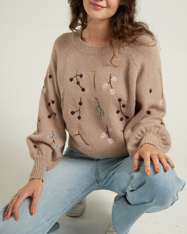 Desert Dream Sweater Knit Top in Brown/Beige