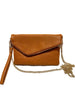 Jenson Vegan Leather Clutch With Attachable Cross Body Chain In Chestnut