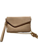 Jenson Vegan Leather Clutch With Attachable Cross Body Chain In Muted Blush
