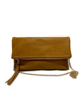 Catalina Vegan Leather Over Sized Clutch With Attachable Chain Strap In Mustard