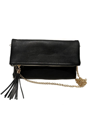 Catalina Vegan Leather Over Sized Clutch With Attachable Chain Strap In Mustard