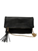 Catalina Vegan Leather Over Sized Clutch With Attachable Chain Strap In Black