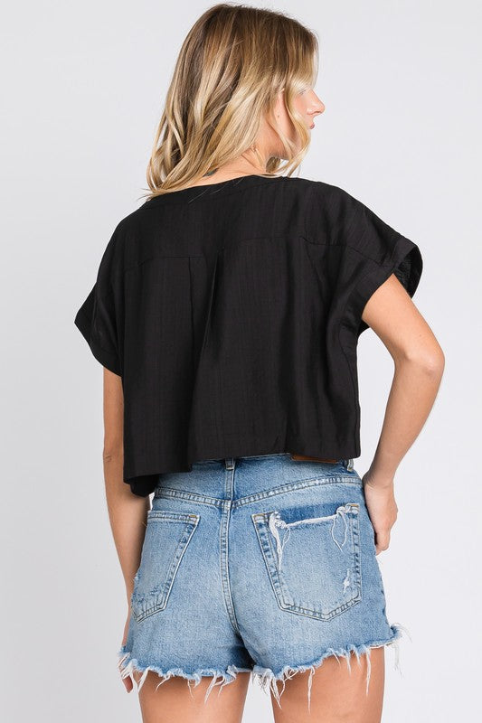 Salma Relaxed Boxy Crop Top and Maxi Skirt Set In Black