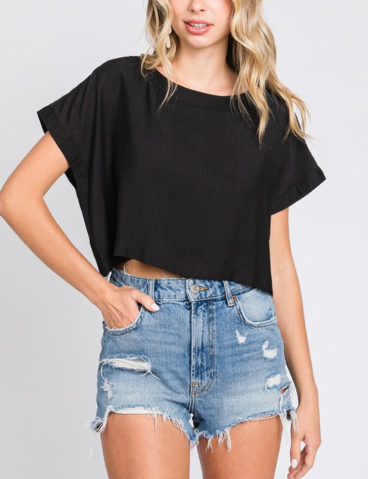 Salma Relaxed Boxy Crop Top and Maxi Skirt Set In Black