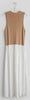 Cafe Latte Sleeveless Half and Half Poplin Dress in Taupe